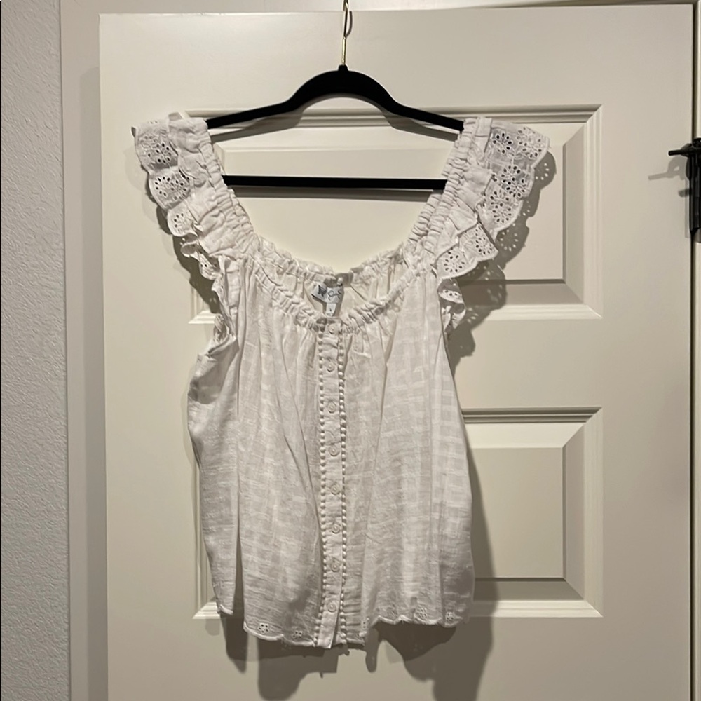 White Ruffled Women's Top